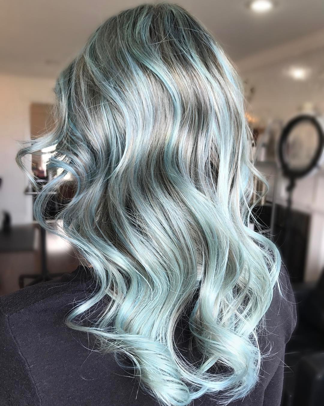 grey and pale blue hair