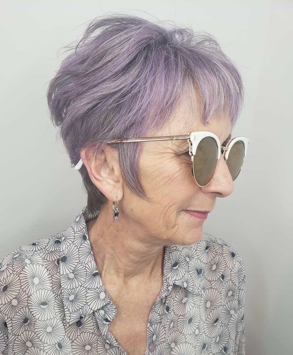 Thick Lavender Pixie For Older Lady
