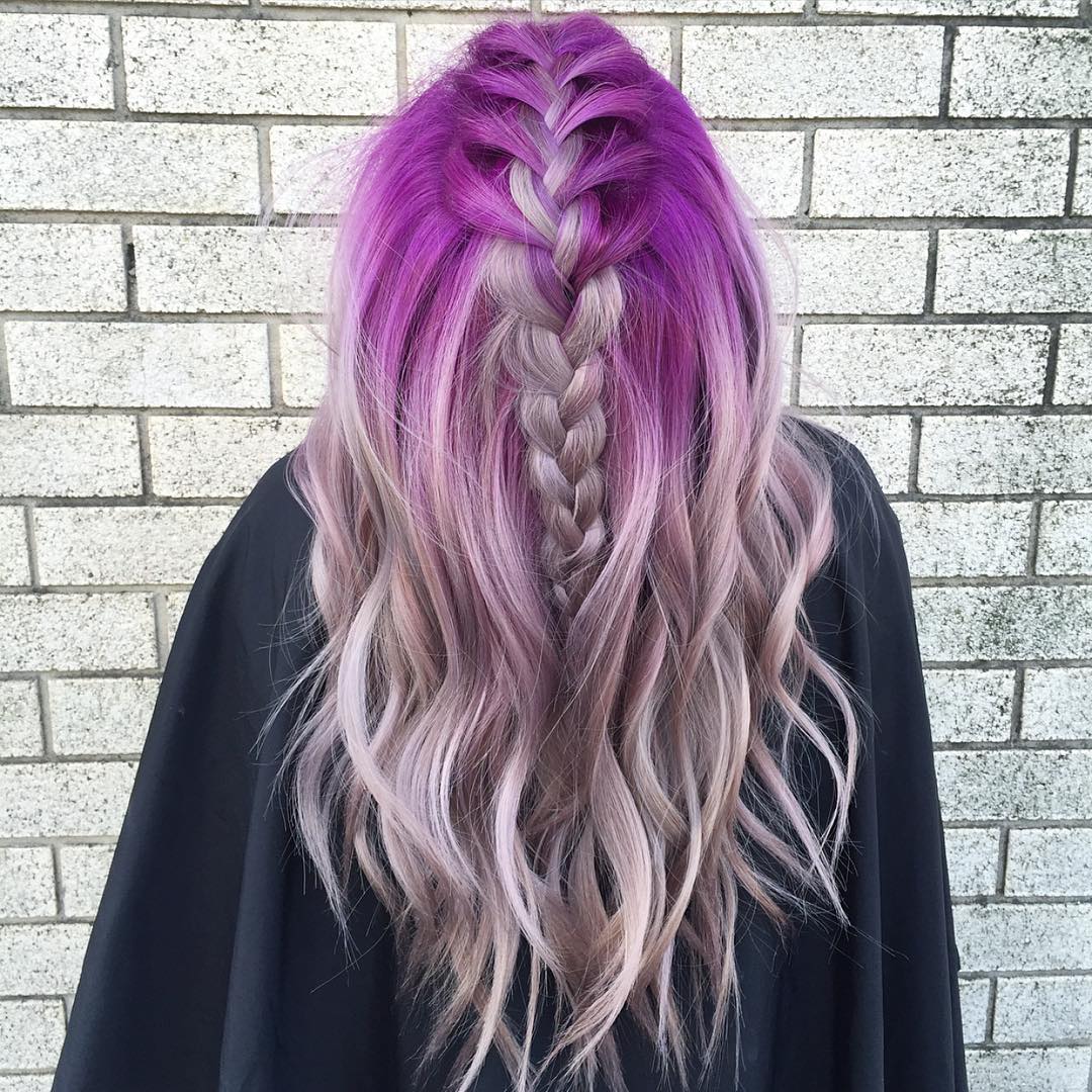 Ash Blonde Hair With Purple Roots