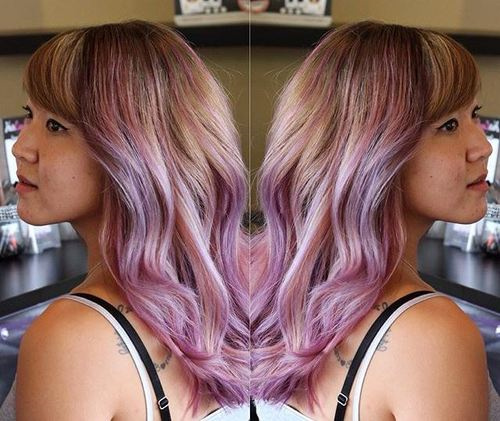 light brown hair with lavender ombre