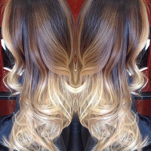 brown and blonde balayage ombre
