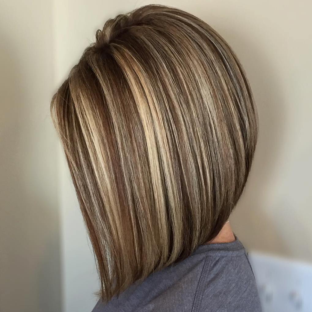Brown Lob With Blonde Highlights
