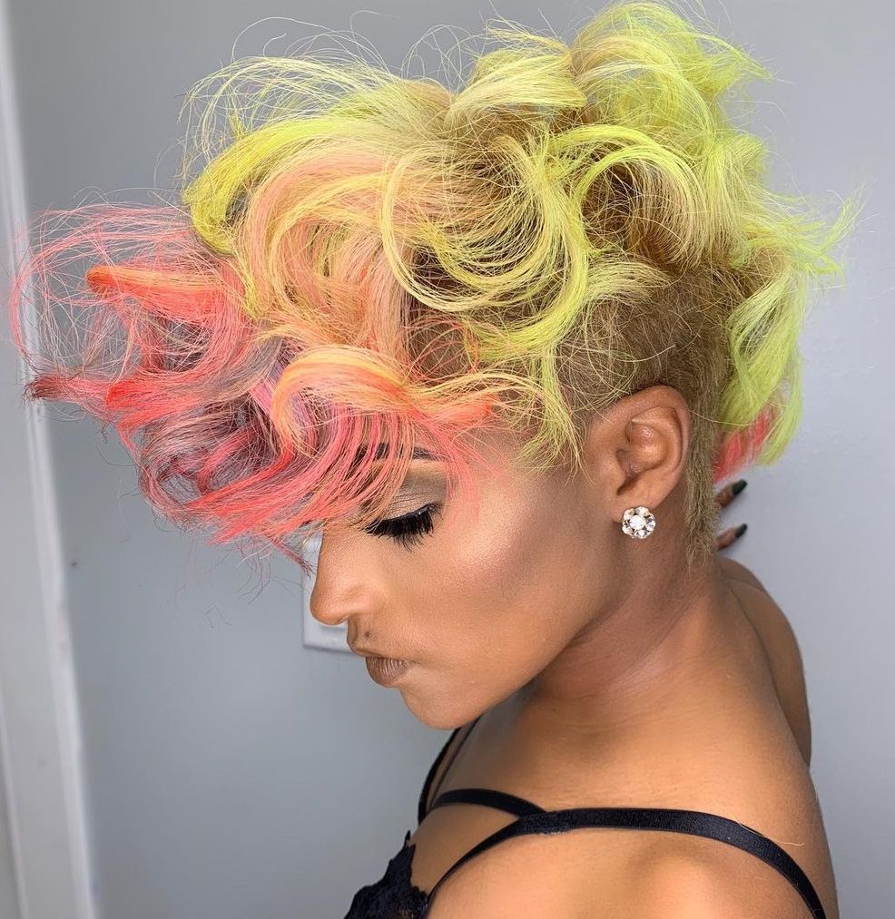 Pink and Yellow Hairstyle for Natural Hair