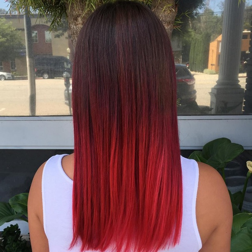 red ombre for straight black hair