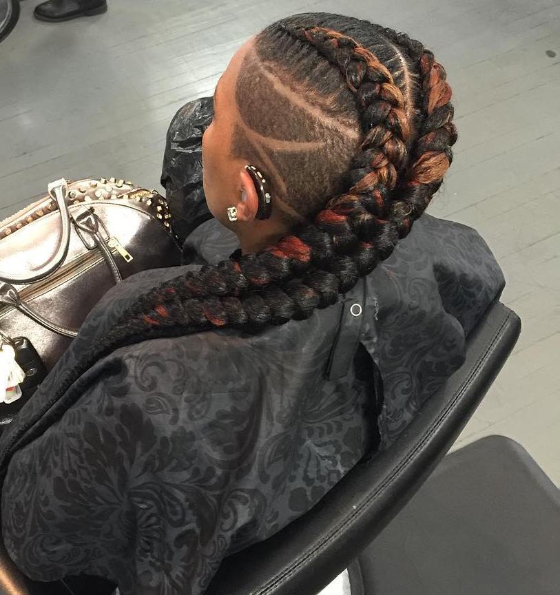 Two Chunky Braids with Shaved Sides
