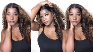 The Best Curly Highlighted T-Part Frontal Wig * Wig Prep| Super Melted Lace || Ft Afsisterwig