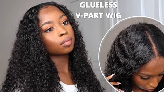 No Leave Out Or Leave Out!?! Natural V-Part Wig Install | Unice Hair