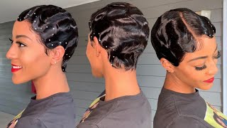 Finger Waves On A Natural T-Wig?? 2 Stylessummer Pixie Cut...Wig! (No Hair Out!) | Girlygirlwigs