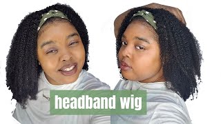 Natural Hair Headband Wig  Amazon | Install + Review | Curly 18 Inch