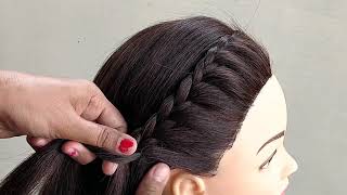Beautiful Ponytail Hairstyle For Medium Hair || Easy Side Braid With Ponytail Hairstyles