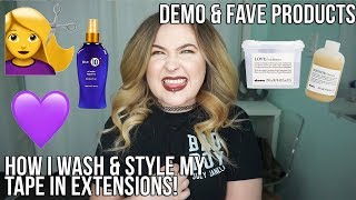 How I Wash And Style Tape In Hair Extensions! + Best Hair Products