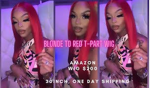613 Lace Front Wig Human Hair Review | T-Part Wig | Water Method | From Blonde To Red