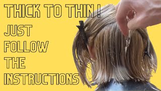 How To Thin Out Thick Hair | Textured Blunt Bob Haircut