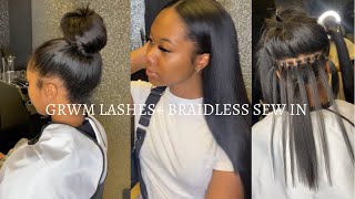 Grwm To See My Crush | Braidless Sew In + Lash Extensions | Vlog ..