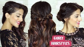 3 Festive Hairstyles For Curly Hair | Easy Curly Hairstyles | Knot Me Pretty