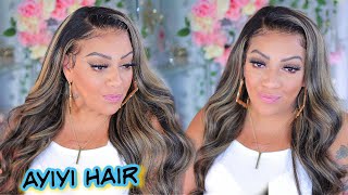 The Perfect Balayage Highlighted Lace Frontal Wig For Women Of Color #Muffinismylovers Ft Ayiyi Hair