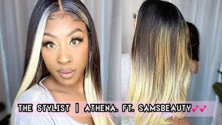 Beautiful Blonde Lace Front Wig Install | Athena 13X6 Lace 100% Human Hair  Blend| Ft. Samsbeauty