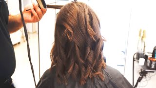 Brunette Haircut - Thick Wavy To Straight With Side Bangs