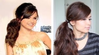 Selena Gomez Tousled Ponytail Hairstyle For  Medium Long Hair Tutorial