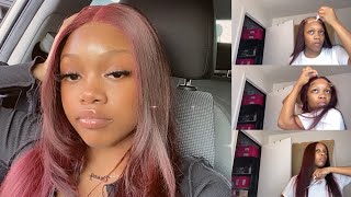 Burgundy 5*5 Hd Lace Closure Wig Install + Layers Ft Dsoarhair