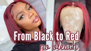 Perfect Red Bob Wig | From Black To Red No Bleach Needed Ft. Westkiss Hair  | Chantler Tiara