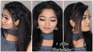 60 Second Front Hairstyles For Girls | 3 Hairstyles For Short/ Medium Hair