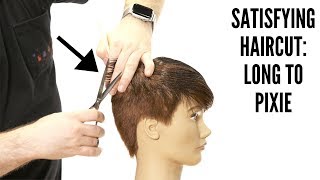 Satisfying Haircut - Long Hair To Pixie Cut - Thesalonguy