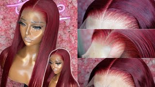 How To: Bleach Knots, Pluck + Style 99J Lace Frontal Wig ❤️ | Amazon Estelle Wig