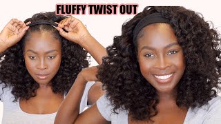 Perect Fluffy Twist Out?? Im Shook. Trying A Natural Hair Headband Wig || Ft.Rpgshow