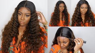 Brown Balayage On Brown Skin  How To Make A T-Part Wig Look Like A Lace Frontal Wig | Julia Hair