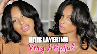 Omg!!  How To Cut Curtain Bangs | Easily Layer Hair On Wig At Home