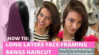 How To: Long Layers With Face-Framing Bangs Haircut - Real Time, Step By Step!