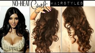 ★ No-Heat Kim Kardashian Curls Waves | Heatless Cute School Hairstyles For Medium Long Hair Tutorial
