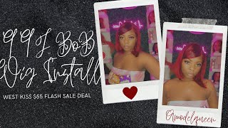 Glueless Straight Out The Box 99J Bob Wig Install!!! For Only $55  Ft. West Kiss