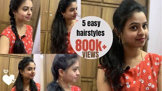 5 Quick & Easy Hairstyles For Girls | 2 Minute Hairstyles | Hairstyles Tutorial | Everyday Hairstyle