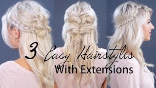 How To: 3 Easy Heatless Hairstyles With Hair Extensions Tutorial | Milabu
