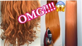 Bone Straight A Curled Synthetic Hair ||How To Straighten A Synthetic Wig Pressing Iron/ Hot Water