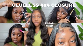Super Easy Glueless 4X4 Side Part  Closure Install Ft Hurela Hair
