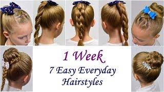 7 Easy Everyday Hairstyles | 1 Week 7 Heatless Hairstyles For School | Collection #14