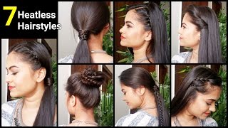 7 Heatless Hairstyles, Quick&Easy Everyday Hairstyles For Medium/Long Hair//Indian Hairstyles