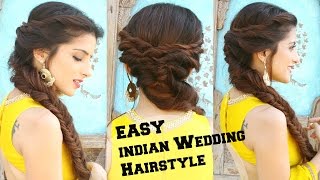 Wedding Hairstyle For Medium To Long Hair | Fishtail Braid Hairstyle For Indian Wedding Occassions