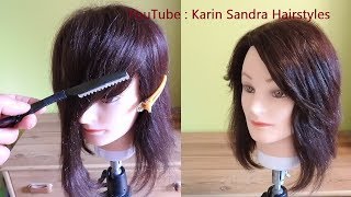 Side Swept Bangs Haircut With Feather Razor | How To Cut Long Bangs On The Side With Razor