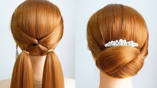 Wedding Prom Hairstyles Updos | How To Simple Updo Messy Bun | Ladies Hair Style | Party Hairstyle