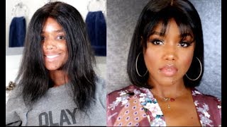 How To Cut Old Wig Into Short Bob With Bangs | Ellarie