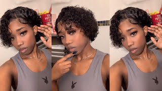 Watch Me Slay This Curly Pixie Cut Wig Ft. Qtiker  *Im In Love W This Wig*