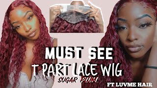 Sugar Plum T Part Deep Wave Wig Install  | Unboxing + Review Ft Luvme Hair