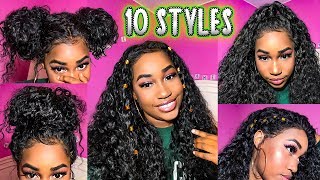 10 Easy Trendy Viral Hairstyles On A 360 Curly Wig | Elva Hair Wigs Review
