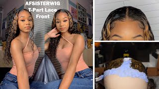 Issa T-Part Wig? | Afsisterwig Review Highlighted Wig Install/ Bleaching Knots + Simple Make-Up Look