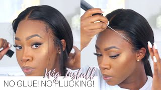 Sideburns Laid! No Glue Lace Wig Install For Beginners| Hairvivi Fake Scalp Wig | Maya Galore