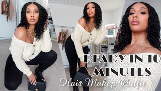 ⏰ 10 Minute Wig ‼️ Quick Fall Morning Makeup Routine | Super Pre-Plucked Hairline Wig | Wavy Hair